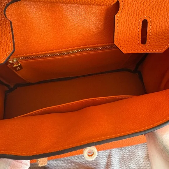 NEW Kamugo Genuine Leather Bag 25 Orange - Picture 5 of 8